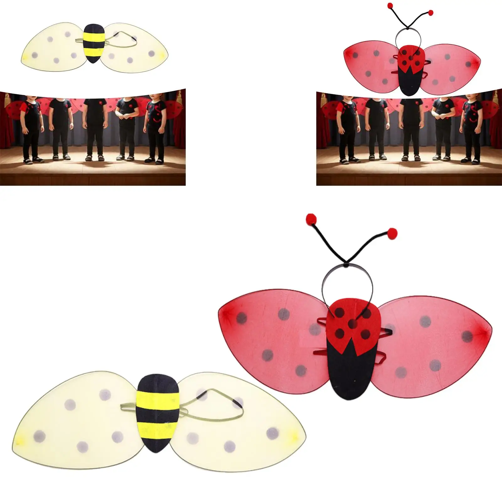 Fantasia de Abelha para Crianças, Meninas e Meninos, Acessórios Divertidos para Fotos, Asas de Abelha e Tiara para Carnaval, Halloween, Fantasia e Festa de Cosplay