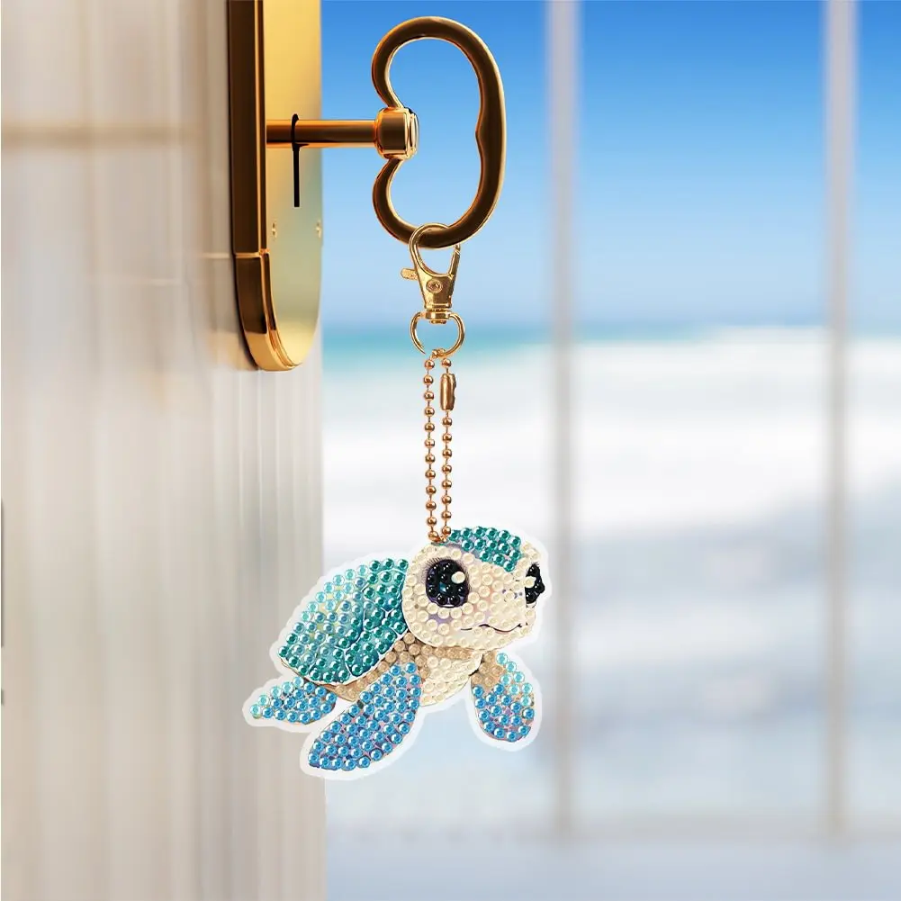 cross stitch keychain Diamond Painting Keychain Butterflies Turtles Roosters Diamond Mosaic Kit Rhinestone Pendant Christmas