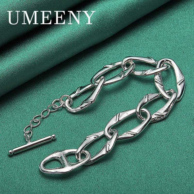 

Luxury 925 Sterling Silver 8 Inch Beautiful Women's Hollow Simple Bracelet Wedding Party Gift