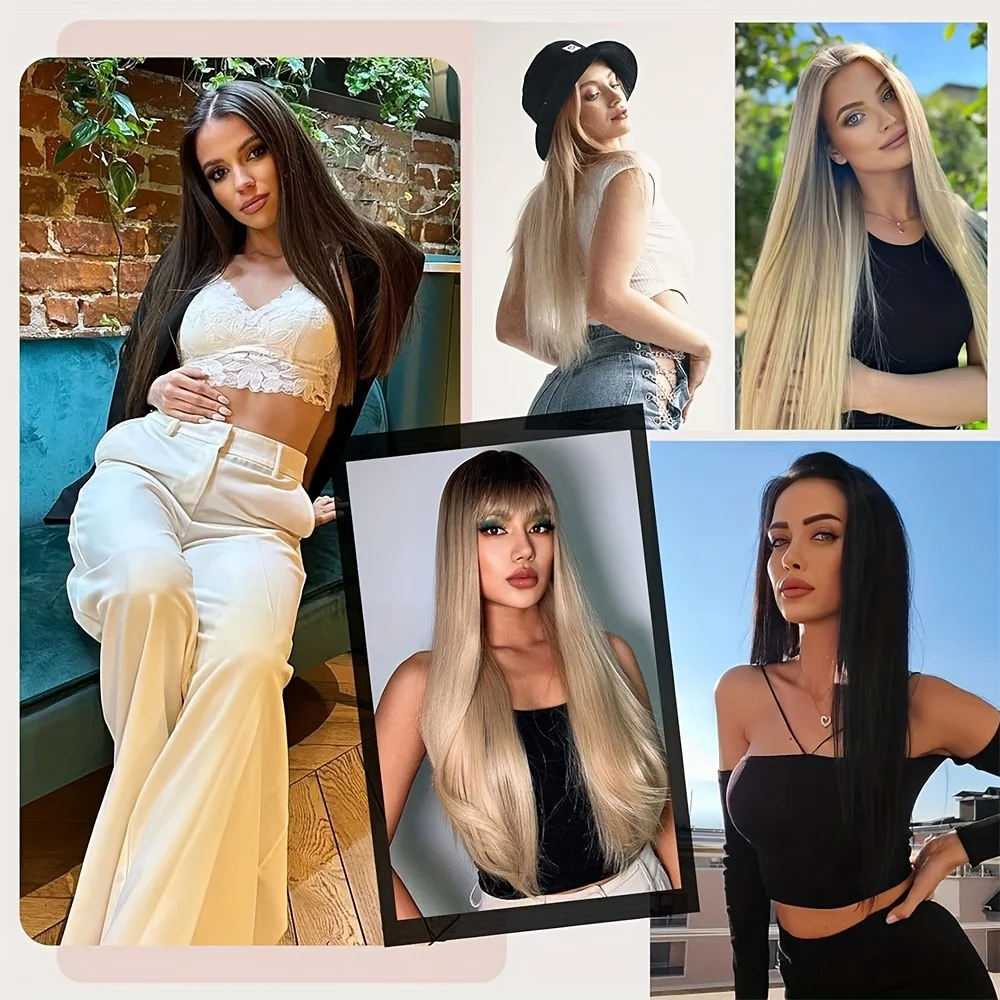 Stv haja kiterjesztések Selymes Csont egyenesen 12pcs/set csipesz ben haja kiterjesztések Szintetikus wigs 22inch hairpieces Növel haja Űrtartalom