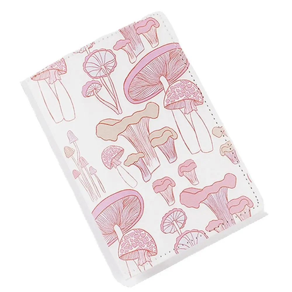 Mushroom Print Leather Passport Holder Airplane Check-in Star Passport Clip Card Case Ticket Holder Certificate Storage Bag