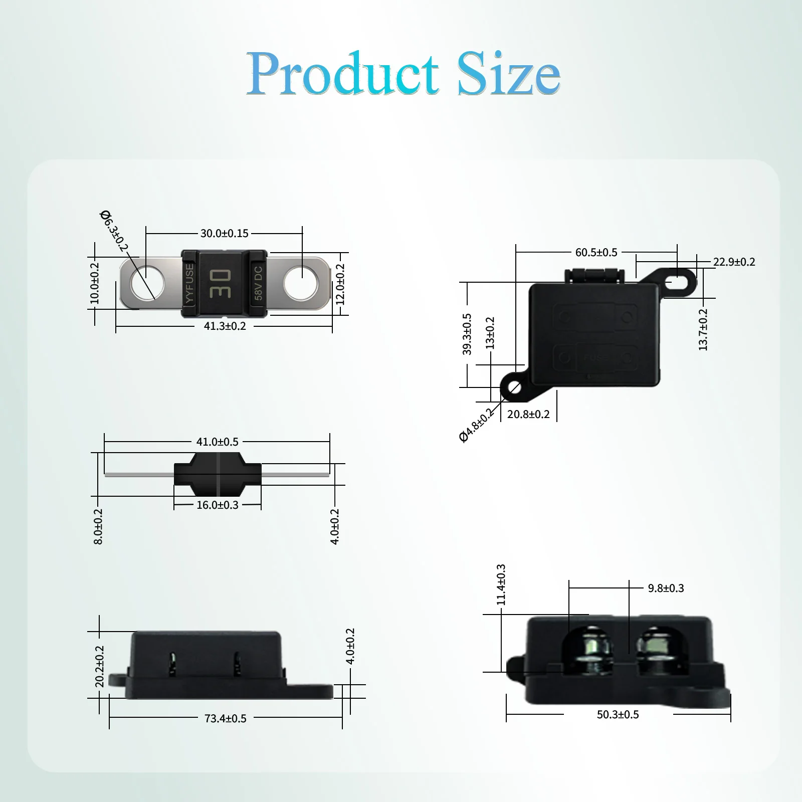 2-Way Fork Bolt Type 32V AFS/ANL/Midi/Mini Fuse Holder 2 Circuit Car Automobile Fuse Box Base for Automotive ANS AFS Dual Batter view 2
