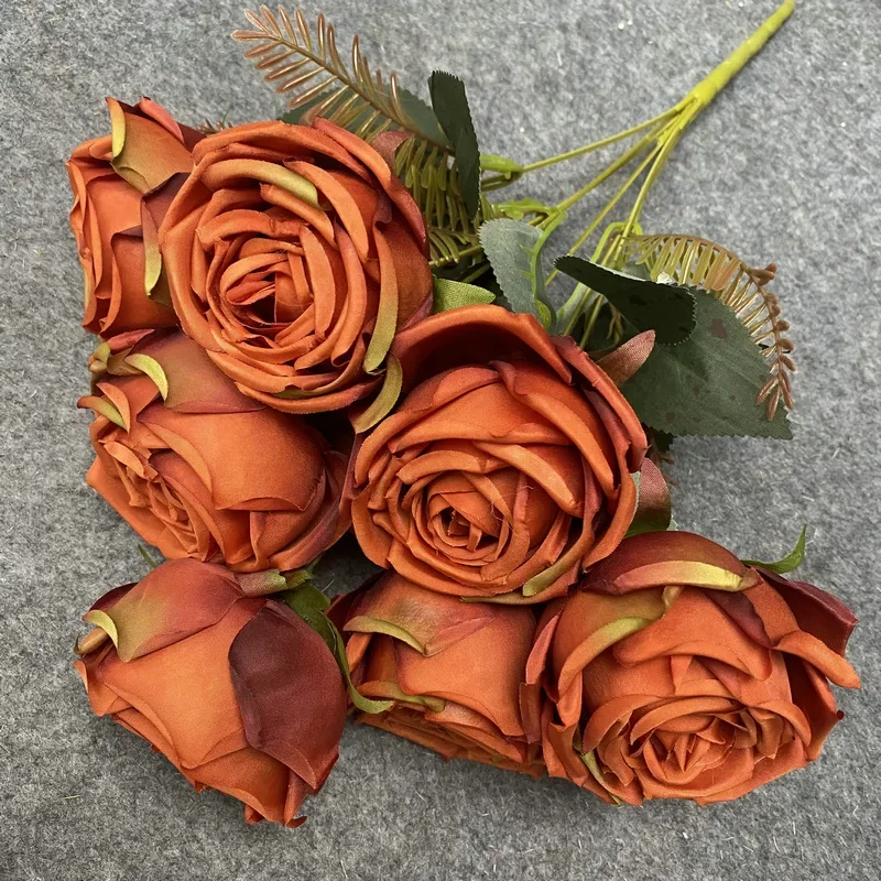 Artificial Flowers Silk Rose Hybrid Bouquet Wedding Party Supplies Rose Fake Flower Bouquet Home Garden Decoration Ornaments