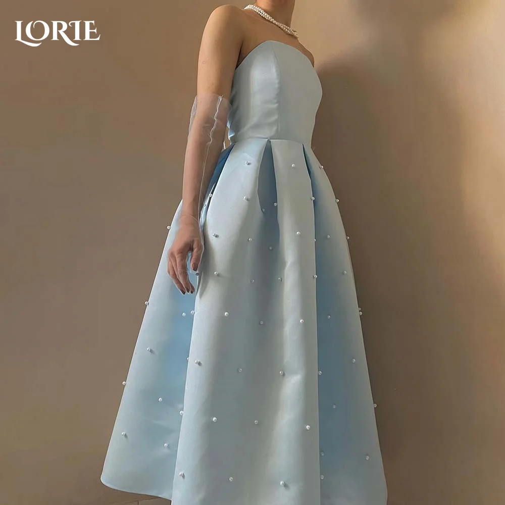 

LORIE Strapless Mermaid Evening Dresses Pearls Sequins Sleeveless Corset A-line Backless Prom Dress Arabia 2024 Dubai Party Gown