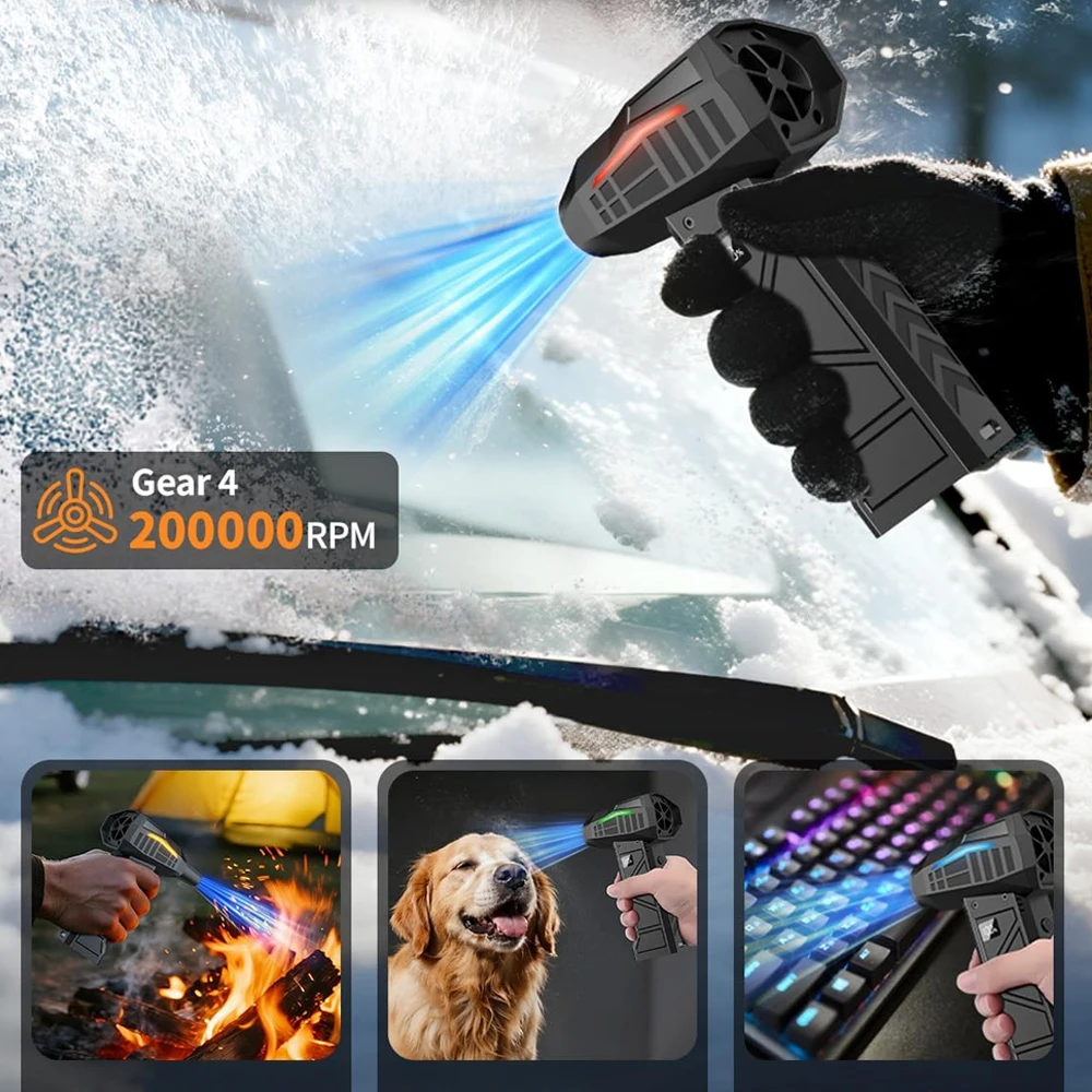 200000RPM Mini Turbo Jet Fan Electric Air Duster Adjustable wind speed Turbo Violent Blower Rechargeable with Light Car Cleaning