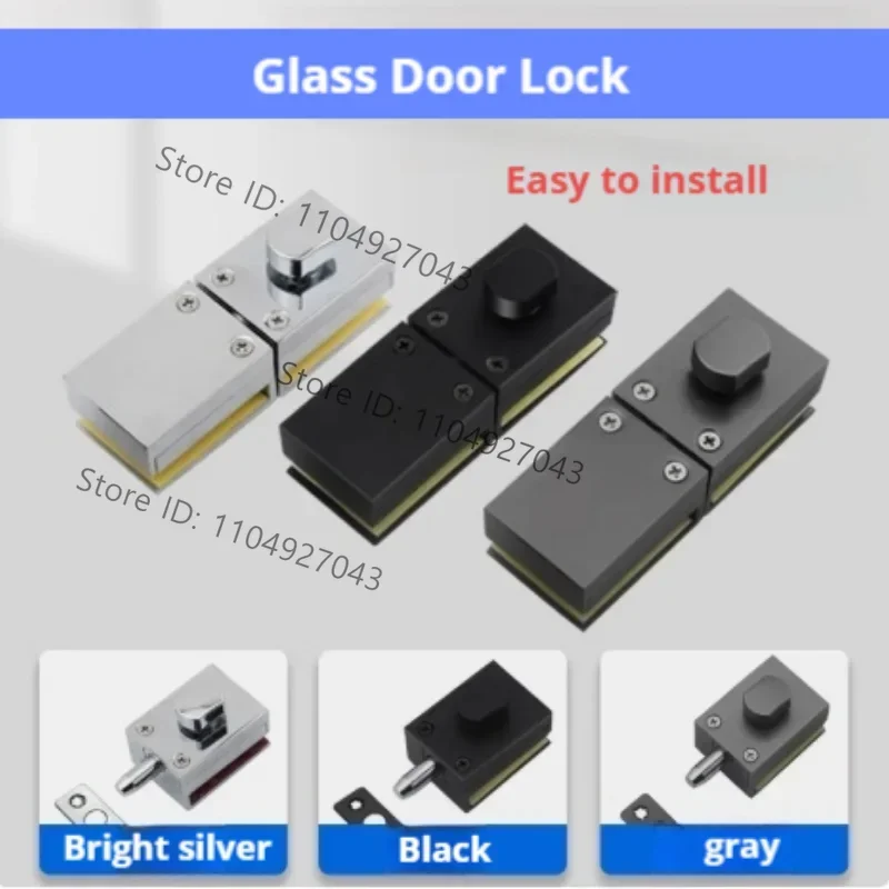 Glass Door Lock Floor Latch Lock Bolt For Home Bathroom Toilet Shop No Punching Single Door Ground Lock Zinc Alloy Hardware