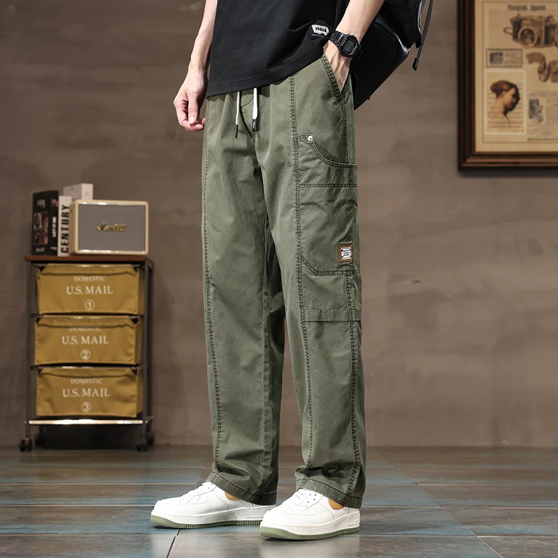 Men's Spring and Summer Loose Straight-Legged Casual Pants Male Wide-Legged Trousers