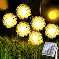 Puffer Ball 100 Led Solar String Lights Outdoor Fairy Light 8 Modes Waterproof Solar Powered Patio Light for Garden Party Decor