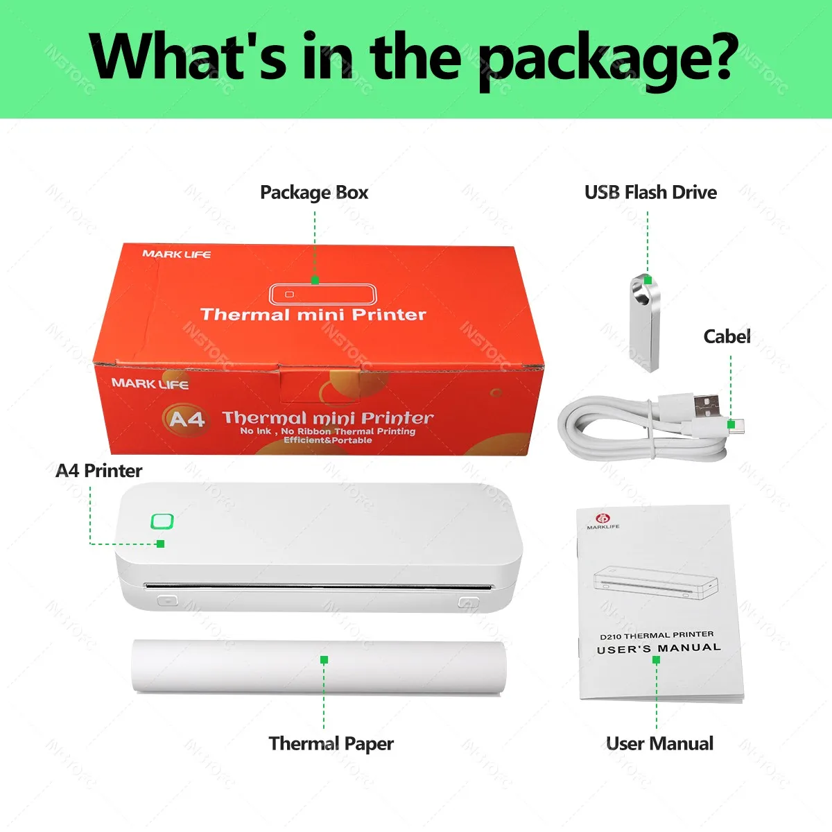 Inkless A4 Portable Thermal Printer Supports A40 Thermal Paper Bluetooth Wireless Mobile Travel Printers for Car & Office Use image 6