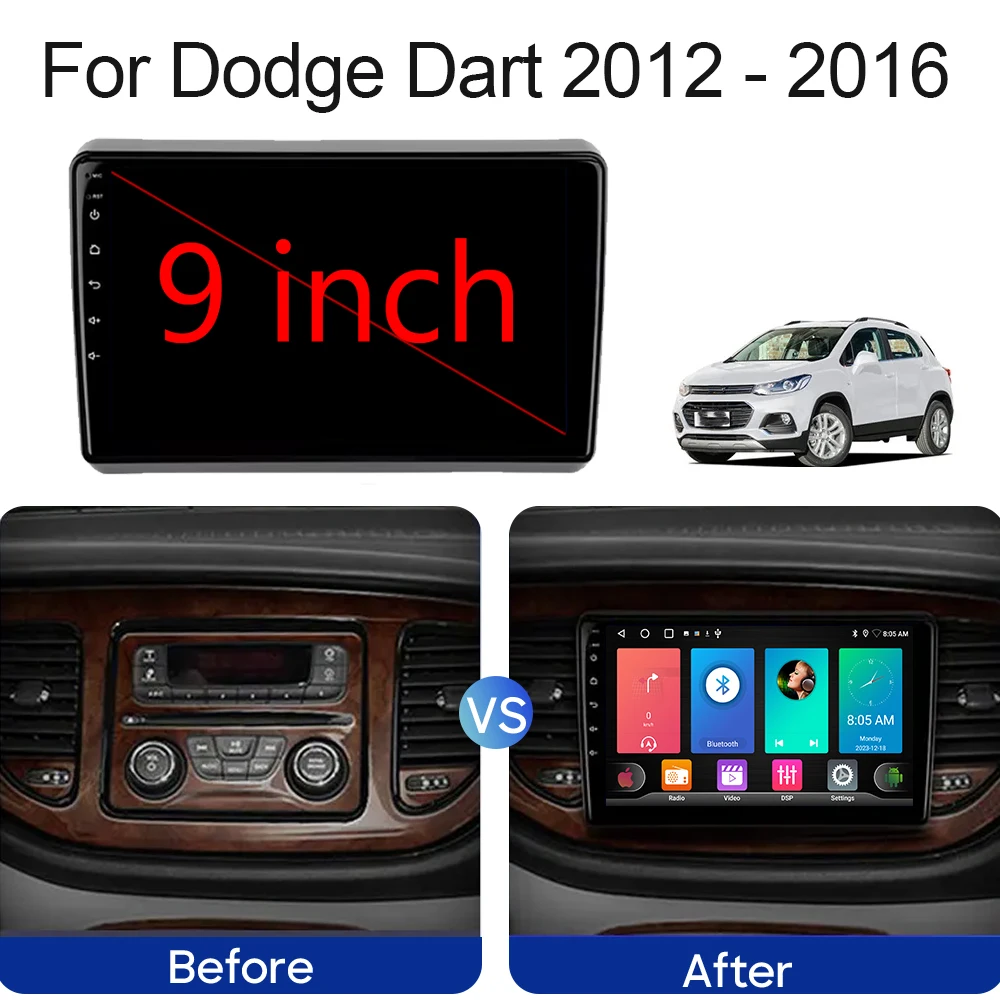 For Dodge Dart 2012 - 2016 Car Radio Android Auto Touch Screen GPS Navigation Multimedia Video Player Stereo 5G WIFI No 2din DVD