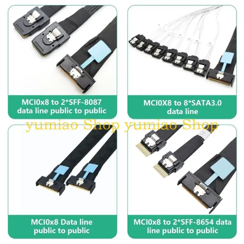 

587B High Speed MCIO 8i 74P To 8xSATA Server Cable MCI0 8i 74Pin Male to 8xSATA
