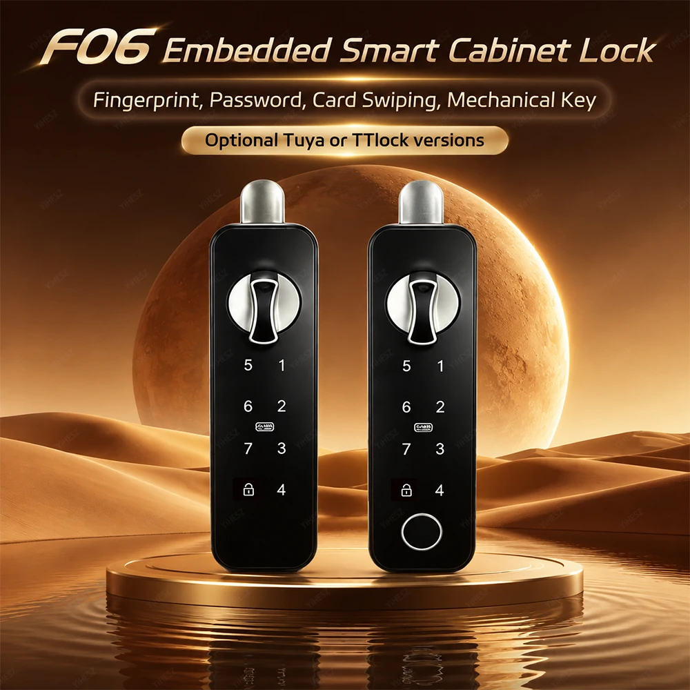 Intelligent embedded electronic cabinet lock F06 fingerprint  password IC card Tuya or TTlock APP suitable for cabinet drawer