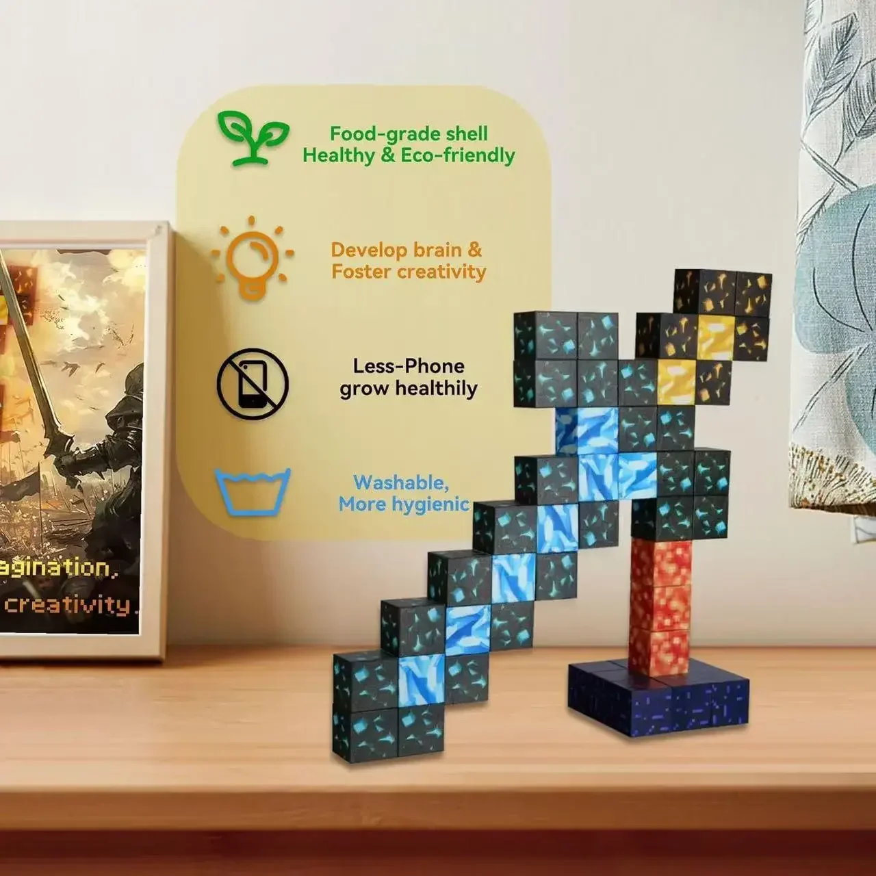 Interaktive magnetische Bausteine, Weltwürfel-Magnet-Set für Kinder ab 6 Jahren, pädagogische DIY-Modelle, Kinder-STEM-Sensorspielzeug, Geschenk