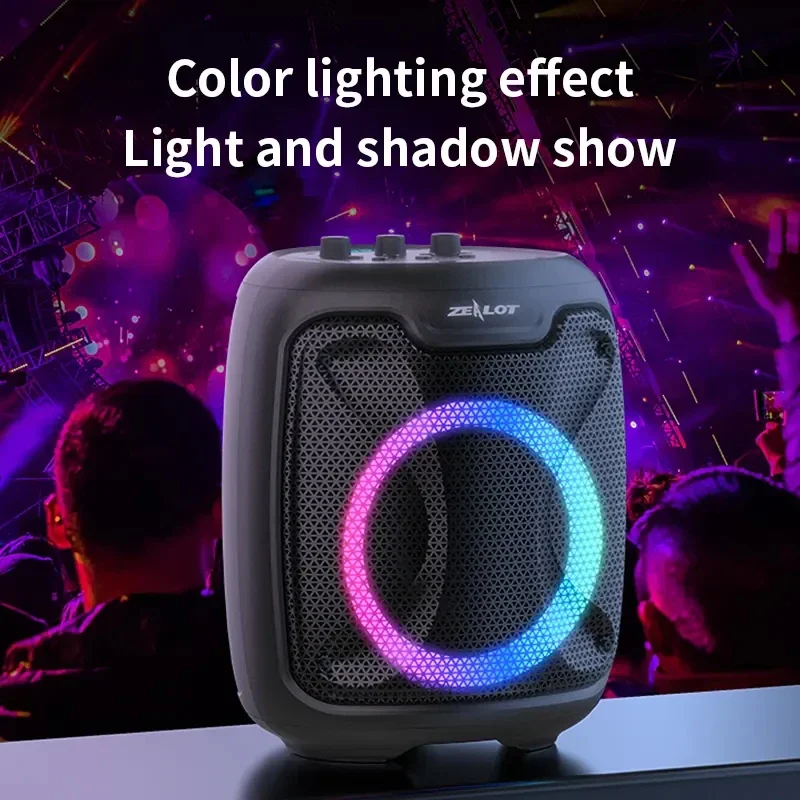 

50W Stereo DJ Box Speaker Subwoofer with Three Loudspeaker Rich Clear Translucent Sound Quality Wireless Bluetooth HIFI Soundbox