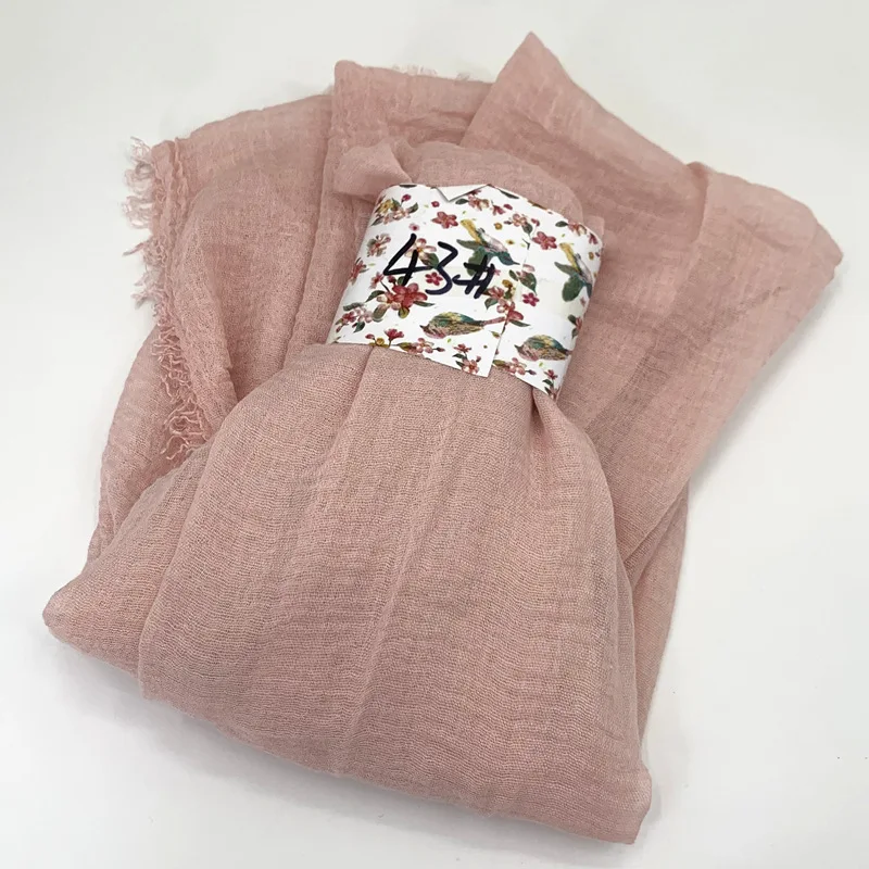 

Новый летний женский шарф из жатой ткани: тонкий солнцезащитный платок из мягкого хлопка и льна для девушек, повседневная шаль-фулярд для женщин