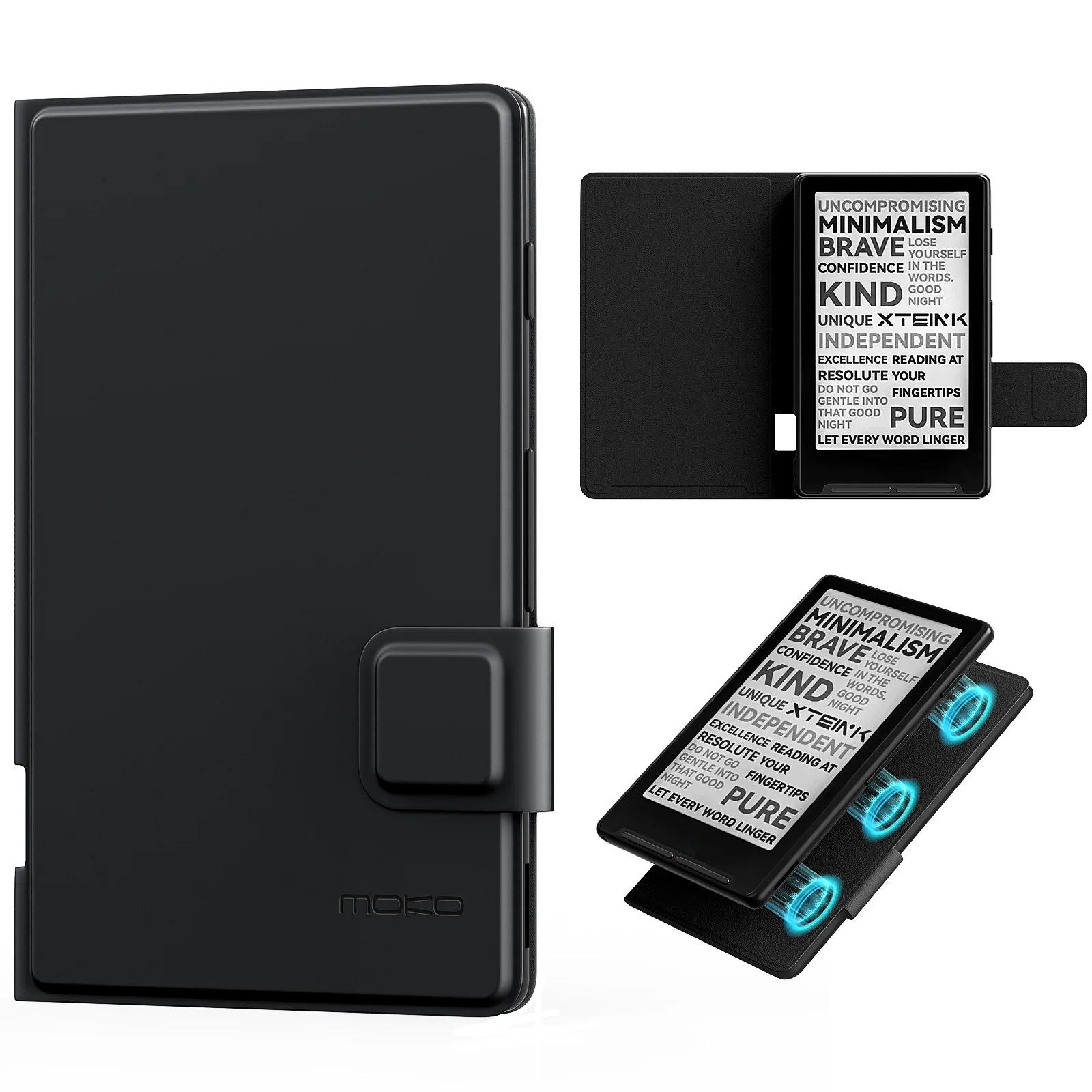 MoKo Magnetische Hülle für X4 E-Reader 4,3 Zoll, ultraleichte, schlanke Folio-Hülle aus Premium-PU-Leder für X4 Pocket E-Book Reader