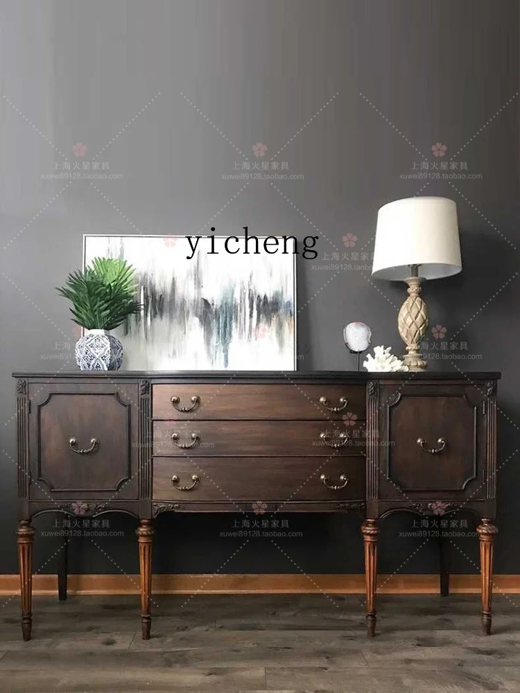 

ZZ Solid Wood Retro Domestic Hallway Entrance Cabinet Sideboard Cabinet Simple Wall Decoration Locker