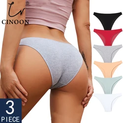 CINOON 3PCS/Set Women's Panties Cotton Underwear Solid Color Briefs Girls Low-Waist Soft Panty Women Underpants Female Lingerie