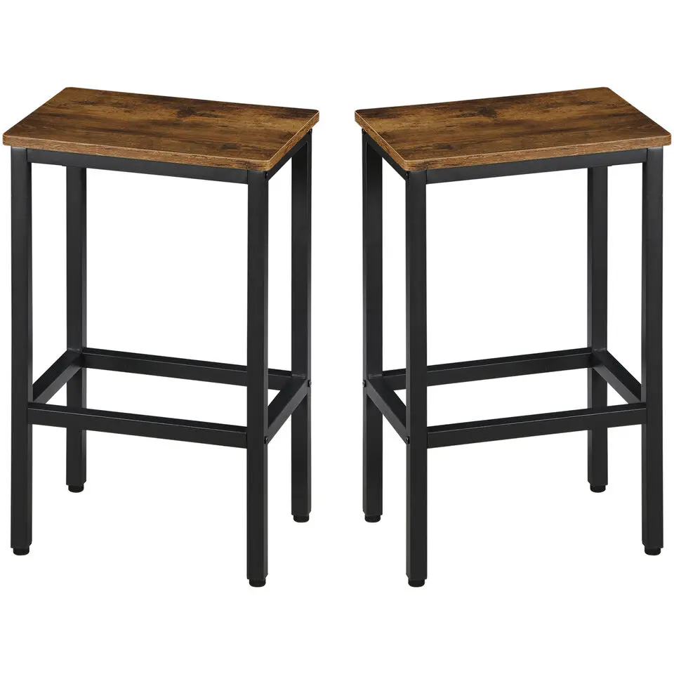 2PCS Wood Counter Height Bar Stools Saddle Stools for Kitchen Dining Room