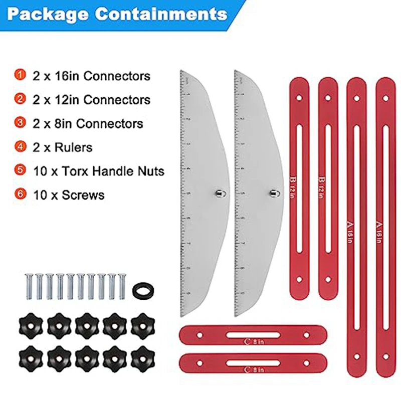 Stair Tread Template Tool 9Inch-54Inch Adjustable Length Stair Measuring Tool Jig For Stair Treads Suitable For Stairs Red