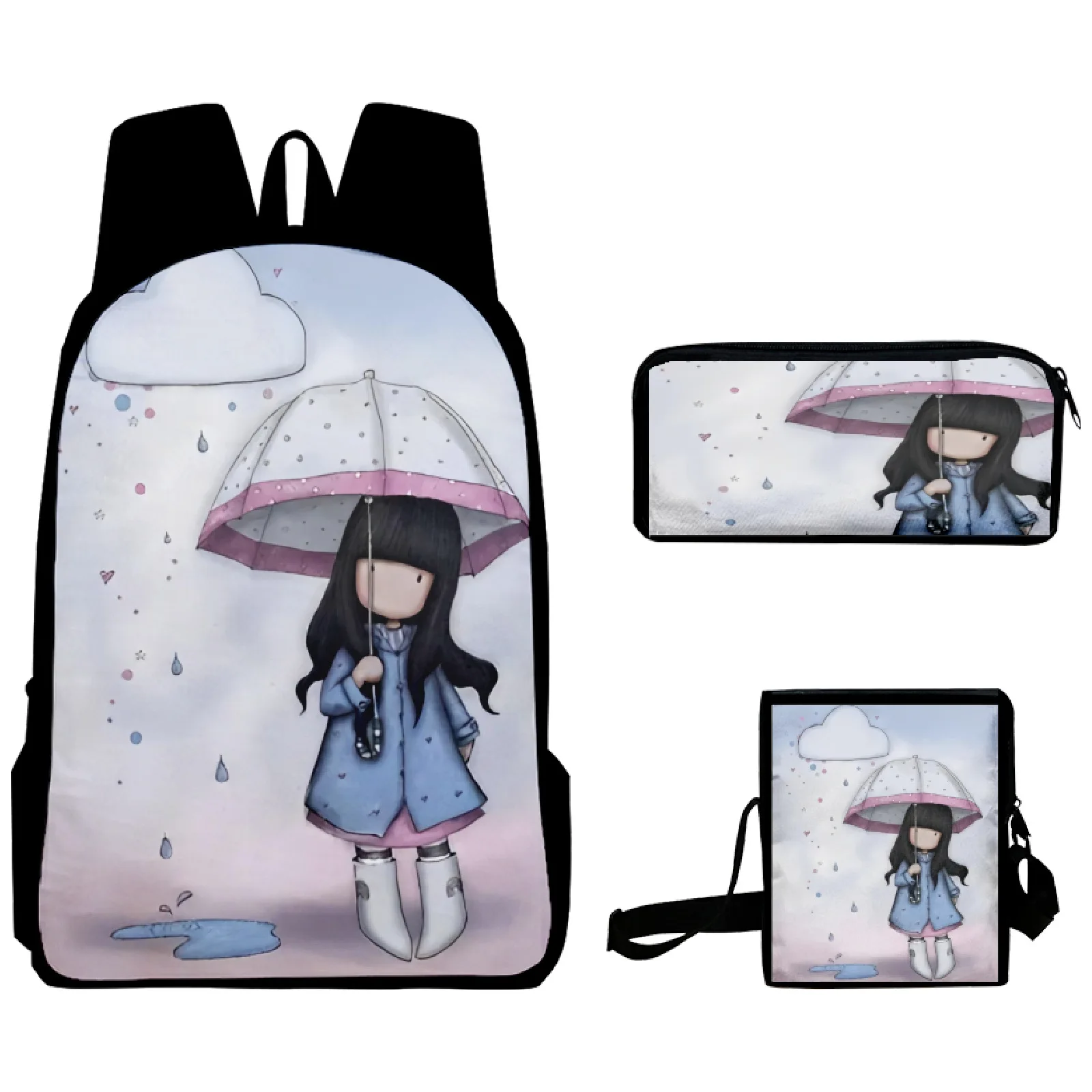 

3pcs/set Anime The Girl in the Snow Schoolbag Backpack Primary Middle School Students Boys Girls Cartoon School Bag Travel Bag