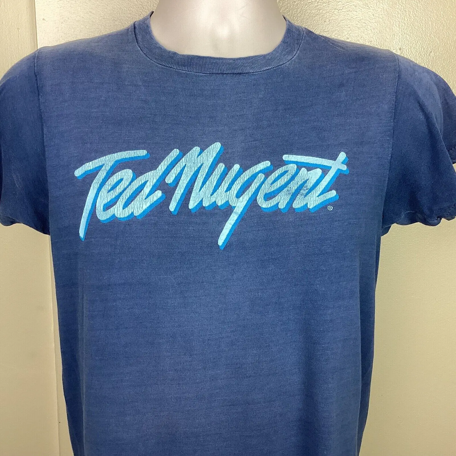 Vtg 1978 Ted Nugent Concert T-Shirt Blue Sm 70S Classic Rock Band Guitarist Tnt