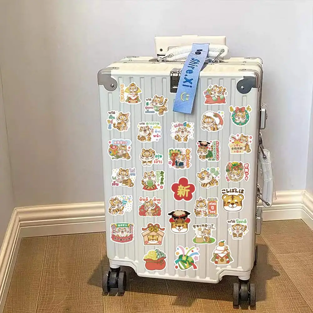 60Pcs  Scrapbooking Sticker Tiger Pattern Self-adhesive PVC Bullet Journals Stationery Sticker for Guitar   