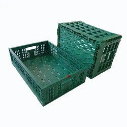 Plastic Folding Storage Boxes, Stackable Folding Plastic Baskets for Egg, Vegetable, and Fruit Transportation