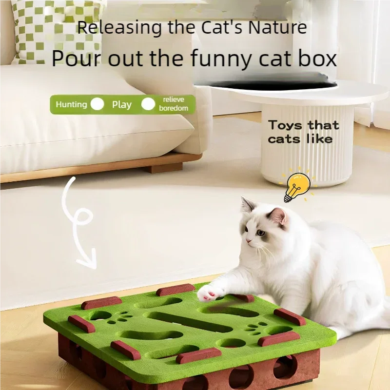 Interaktives Katzen-Puzzle-Spielzeug, Filz-Labyrinthbox mit Glockenball für Hauskatzen, Selbstbeschäftigung, Langeweile-Bekämpfung, Kätzchen-Beschäftigung, Jagd-Übung