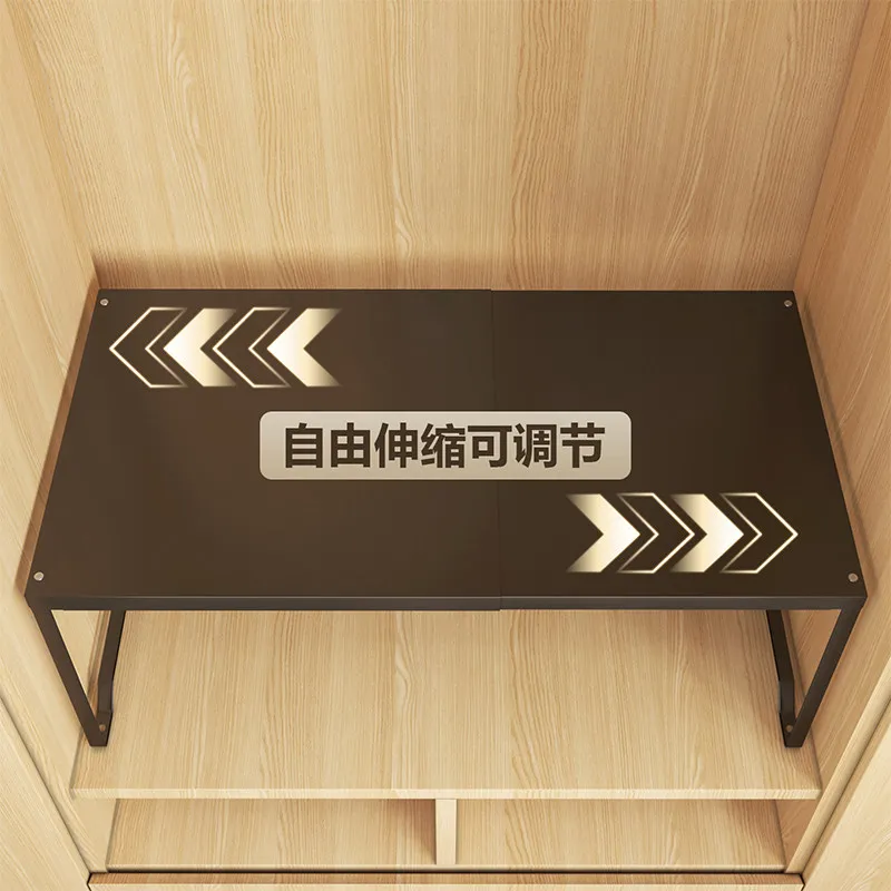 Metal Heavy Duty Telescopic Wardrobe Divider Multilayer Storage Rack Retractable Closet Cabinet Space Saver Partition Organizer