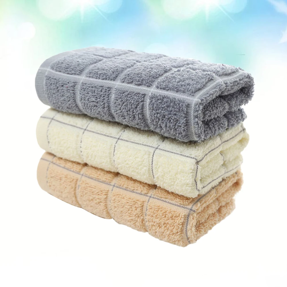 

3pcs Pure Cotton Towels Soft Absorbent 75x35cm Plaid Hand Face Washcloths Eco Friendly Bathroom Kitchen Cloth