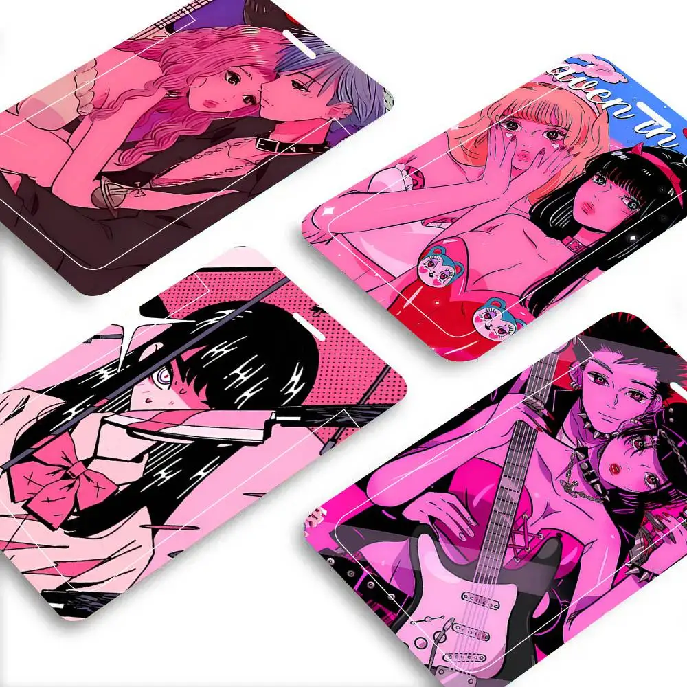 Ins Japanese Anime Decorative Black Lanyard Card Holders Student Meal Cards And Campus Ids School