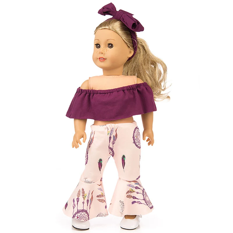 18Inch Girl Doll Pink Waist Coat Tights 3 Pcs Set 40cm Baby New Born Doll Clothes 18\