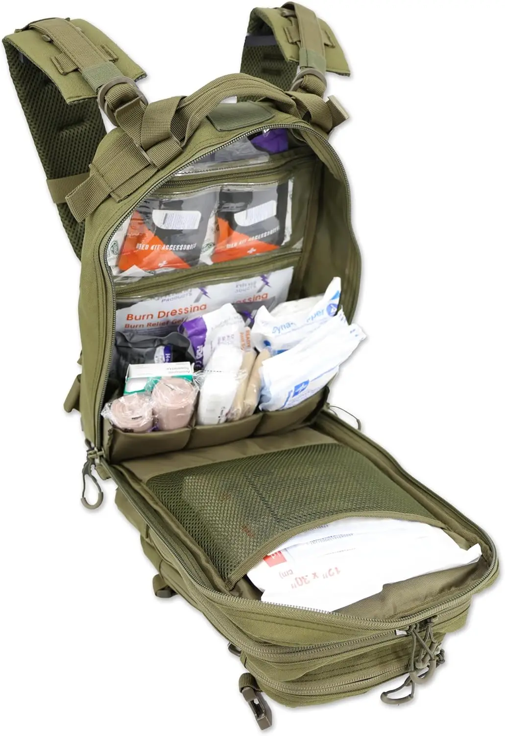 Stocked EMS/EMT Trauma & Bleeding First Aid Responder Medical Backpack + Kit - OD Green