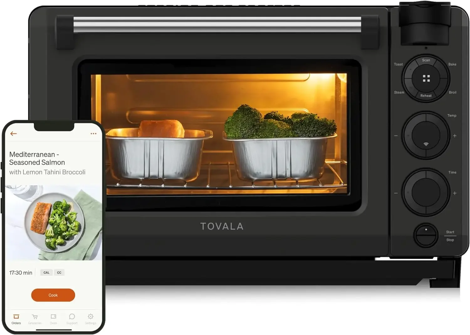 Tovala Smart Oven Pro, 6-in-1 Countertop Convection Oven - Steam, Toast, Air Fry, Bake, Broil, and Reheat - Smartphone