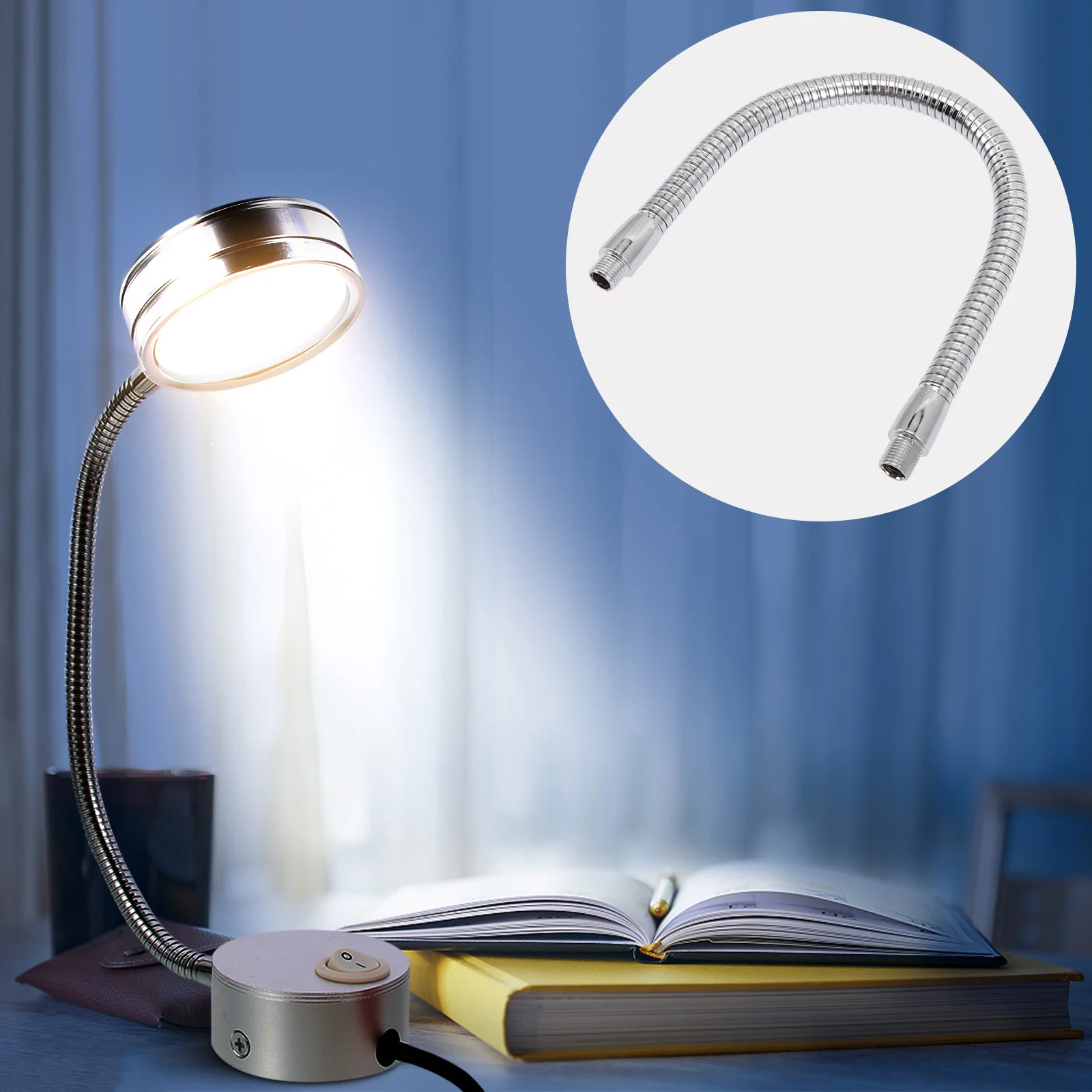 

2Pcs Flexible Gooseneck Arm for LED Lamp Extension Metal Hose Adjustable Angle Light Fixture Mounting Bracket Flexible Gooseneck