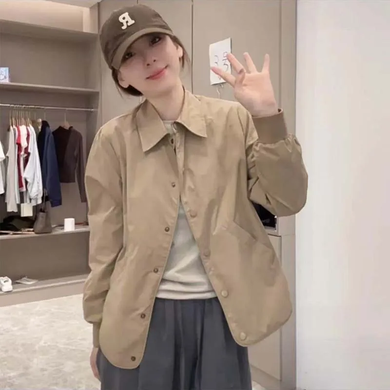 2027 Spring New Shirts Women Solid Color Loose All-match Casual Blouse Coat Female Long Sleeve Single-breasted Cardigan Shirt
