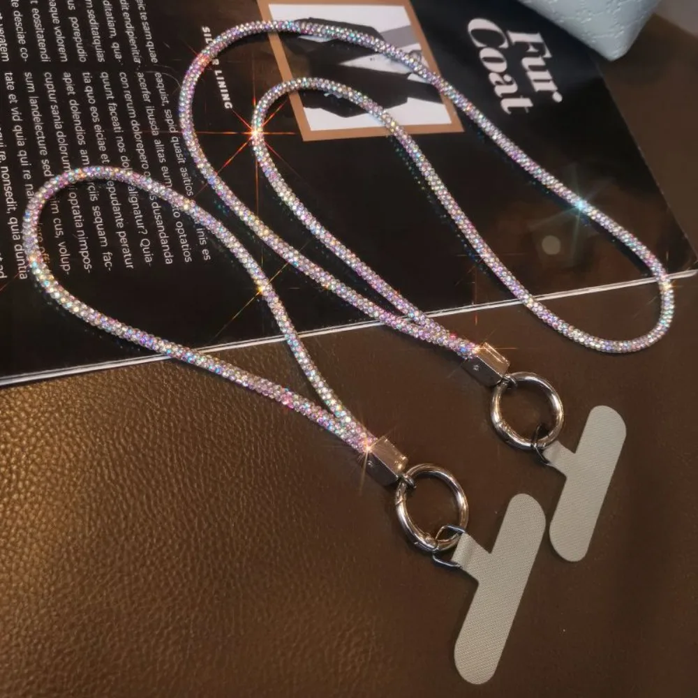 Bright Rhinestone Phone Lanyard Bling Bling Keychain Diamond Crystal Anti-lost Rope Neck Hanging Cord Phone Accessories