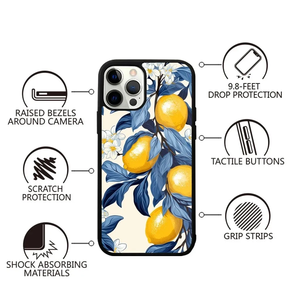 Funda de teléfono con pintura de limón y fruta para iPhone 15,14,13,12,11,Plus,Pro,Max Mini Magsafe, carga inalámbrica magnética
