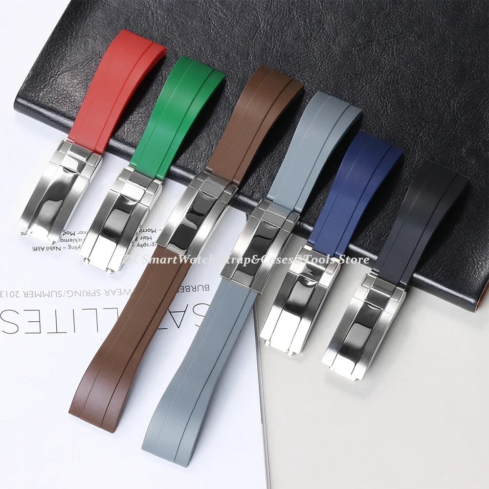 Rubber Watch Strap 20mm for Rolex Water Ghost Series Wrist Band Waterproof Silicone Watch Band Fold Buckle Men Sport Bracelet image 2