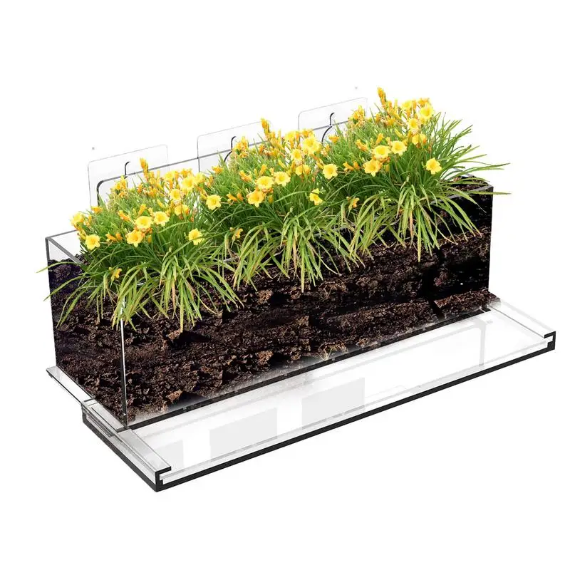 

Window Boxes Planters Succulent Pot Windowsill Flower Pot With Suction Stickers Acrylic Wall Flower Container home decor