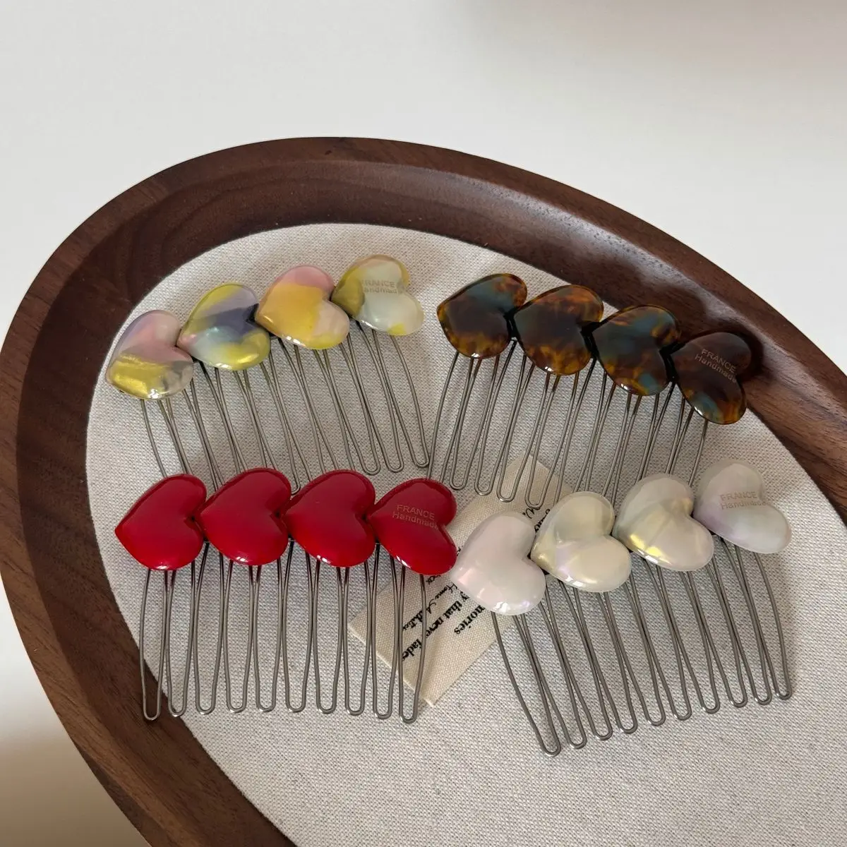 Korean Acetic Acid Hair Comb Clip Love Heart Shaped Comb Anti-slip Hair Clip Broken Hair Fixed Clip Elegant Styling Accessories