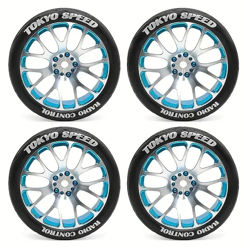 For MJX HYPER GO 14304 14303 14302 14301 Metal Wheel Tires 1/14 Rally CNC High Strength Metal Wheels Height increasing set