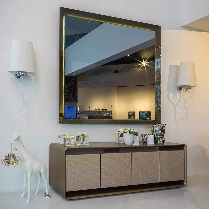 Entrance cabinet high-end minimalist tea cabinet model room decoration villa large flat floor advanced dining side cabinet