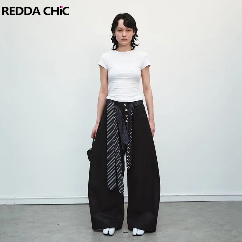 

REDDACHiC унисекс, костюмные брюки с завязками на пуговицах, черные карманы, универсальные повседневные широкие брюки, нарядные офисные женские повседневные брюки