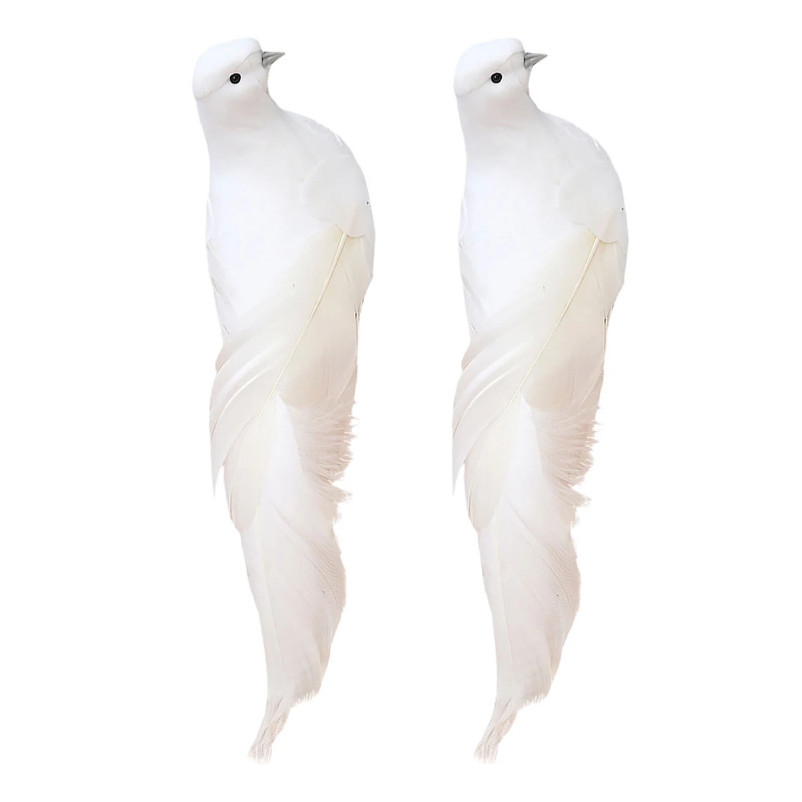 

2Pcs Lifelike Dove Ornament Realistic Decorative Bird for Garden Balcony Home Office White Artificial Pigeon