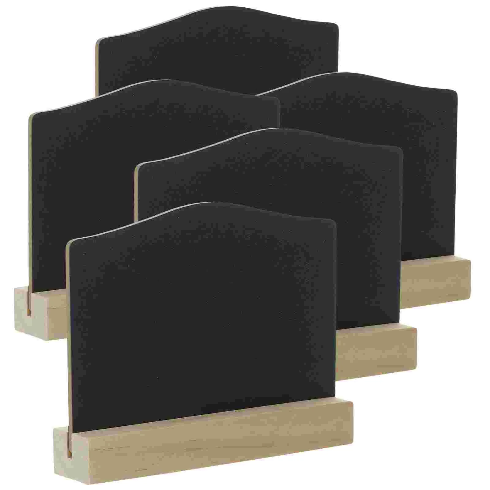 5 Pcs Small Blackboard Double-sided Wood Chalkboards Rectangle Signs Mini Food Tags