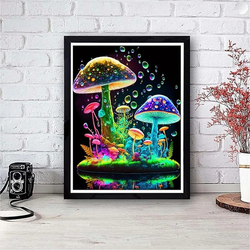 

New Diamond Painting Luminous Mushroom DIY Full Diamond Embroidery Forest Mosaic Landscape Rhinestone Picture Wall Decoration