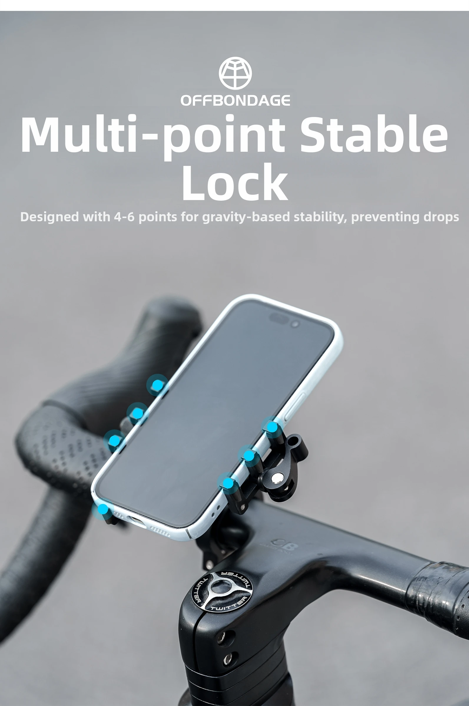 OFBONDAGE Fahrrad-Handyhalterung für MTB und Motorrad, CNC-Aluminium-Legierung Halterung, Rutschfester Fahrradtelefonhalter – Detail 5