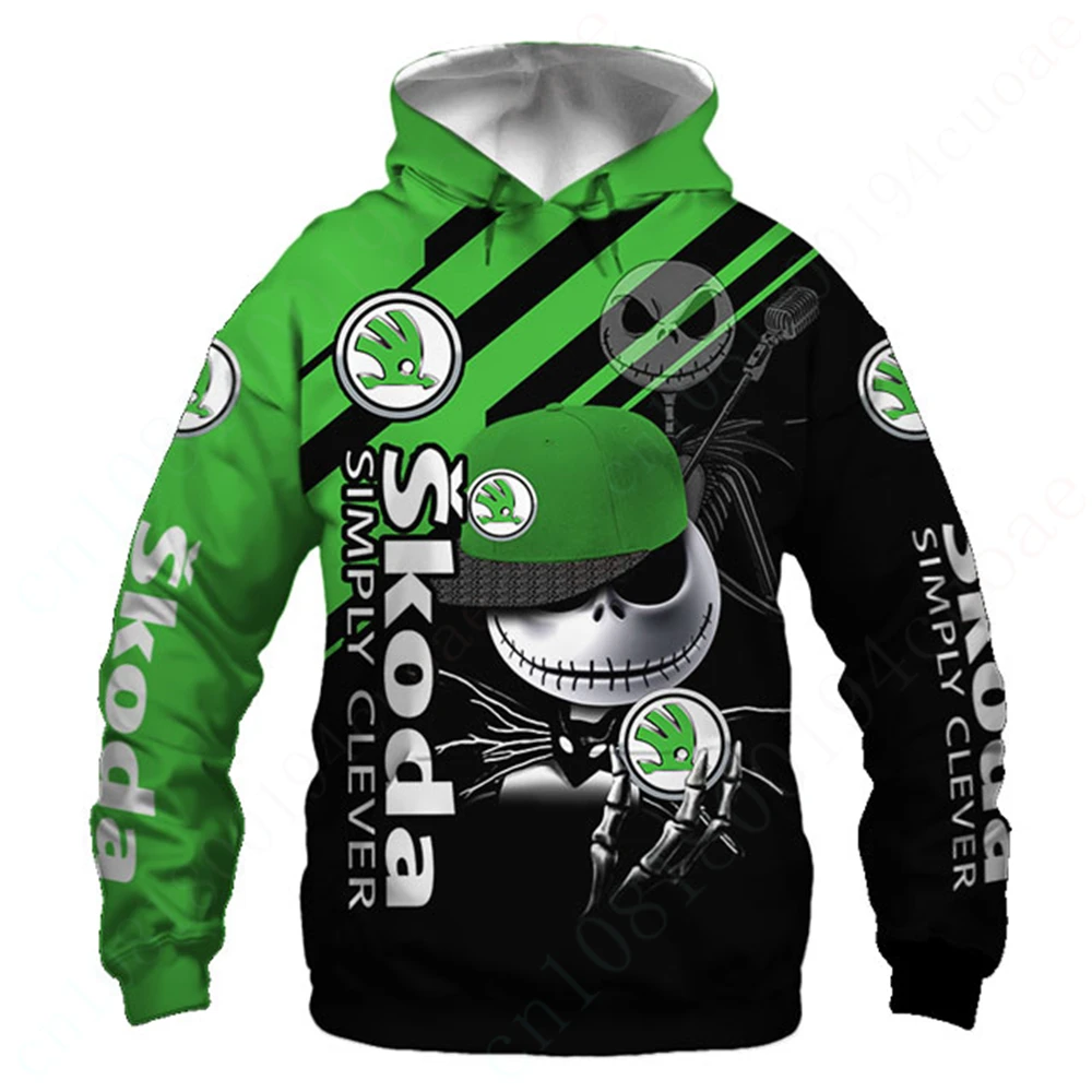 Skoda Sweatshirt Hoodie kasual untuk pria wanita Hoodie Harajuku Hoodie ritsleting longgar Anime pakaian Unisex Gambar cetak 3D